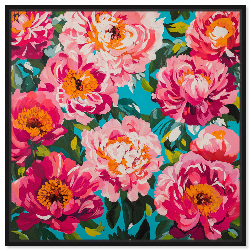 «Maximalist Bloom», art mural par Art Remedy, H 31 po x l 31 po, Cadre flottant, Noir