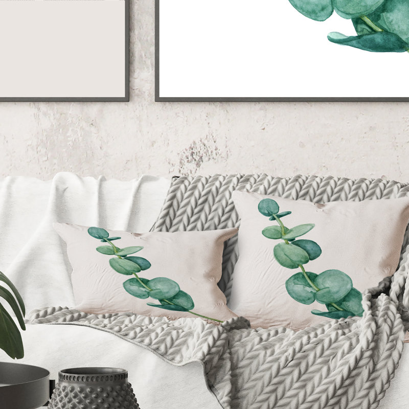 Housse et insert de coussin carré Young Eucalyptus Leaves and Branches II, 18" x 18"