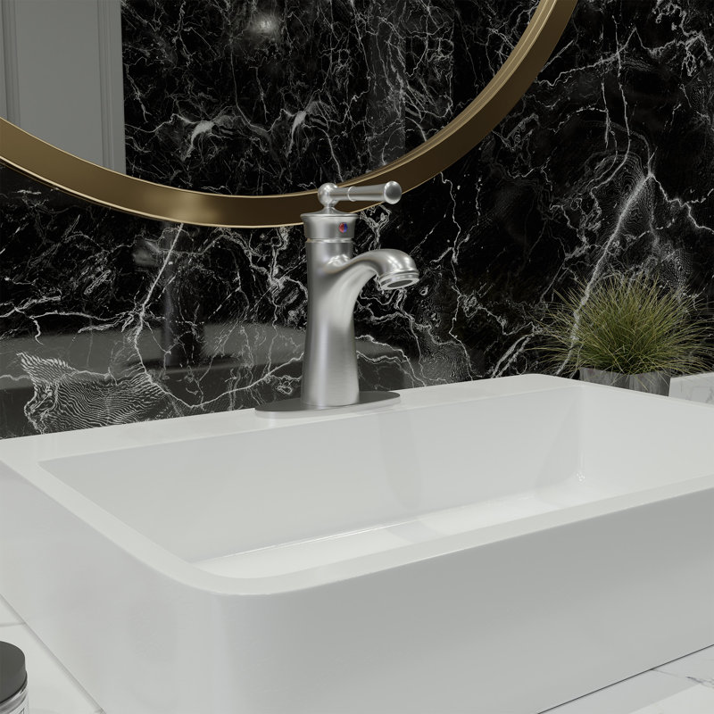 Single-handle Bathroom Faucet with Drain Assembly, Brushed