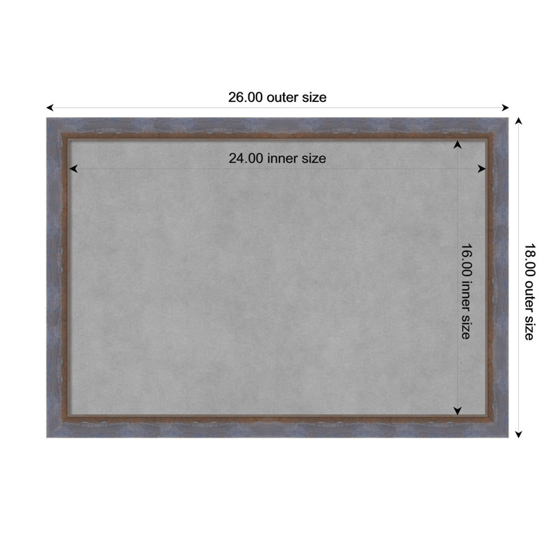 Tableau magnétique encadré deux tons de cuivre bleu, H 18 po x l 26 po