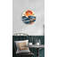 Horloge murale moderne abstrait du désert, art de paysage en verre trempé avec soleil et dunes de sable, décor boho orange bleu, cadeau unique de pendaison de crémaillère-873577092-873577096