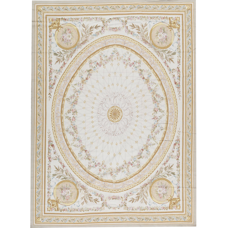 Hand-Knotted High-Quality Beige and Beige Area Rug