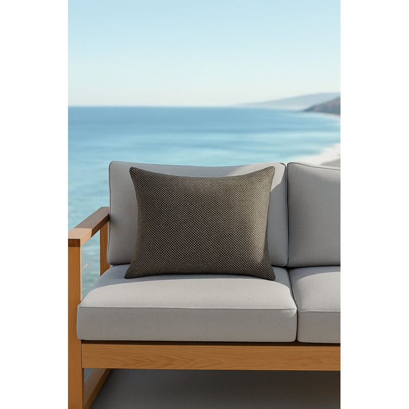Outdoor Living Pillow Cover, Black, Rectangle 14"H x 20"W, Polyester