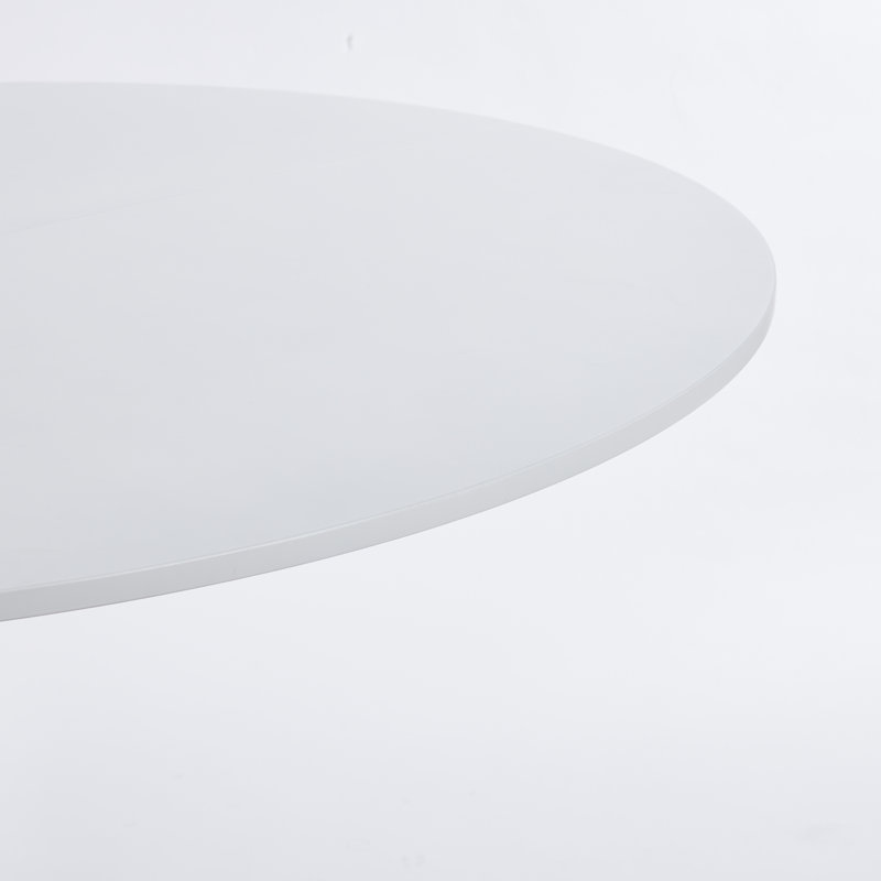 Table tulipe de 42,1 po de couleur blanche, table de salle à manger de style Mid-Century pour 4 à 6 personnes - plateau de table rond en panneau de fibres à densité moyenne (le plateau se compose de deux panneaux), table de salle à manger à piédestal, table de bout et table basse de loisir