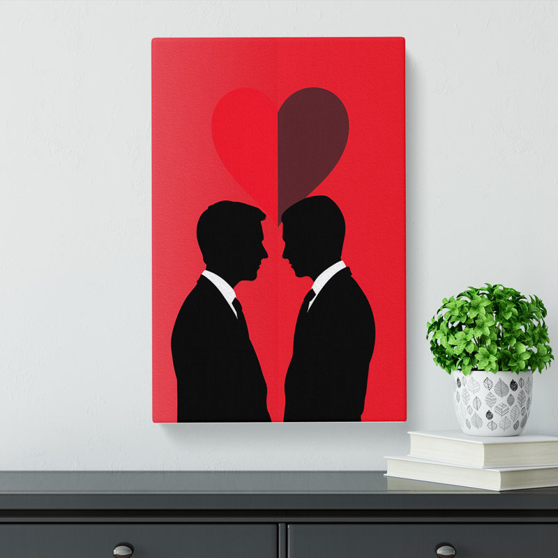 Two Men In Love Minimalism - Wrapped Canvas Print, 76cm H x 50cm W x 3cm D