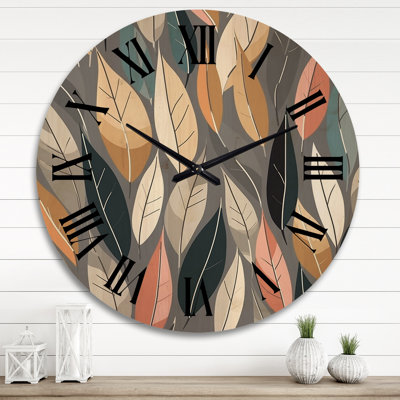 Horloge murale rétro surdimensionnée à feuilles abstraites modernes III