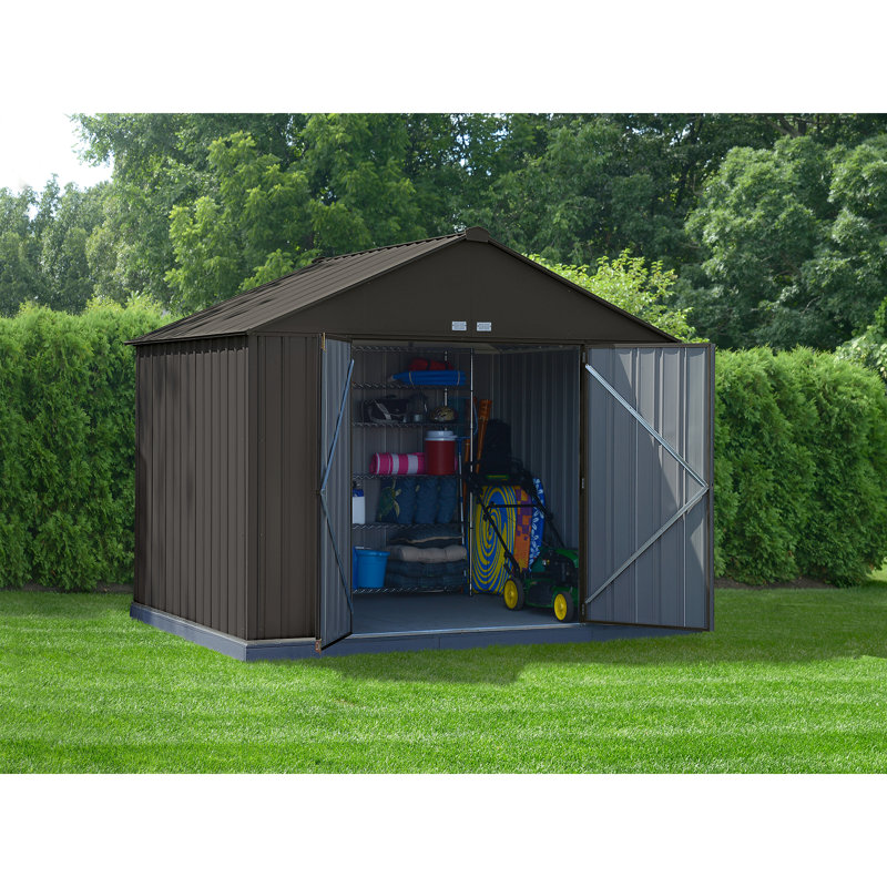 EZEE Shed Steel Storage 10 x 8 ft. Galvanized Extra High Gable, Charcoal