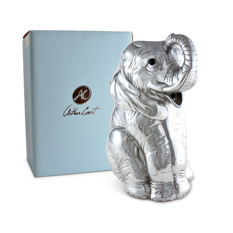 Arthur Court Silver Aluminum Elephant Pitcher 64 oz