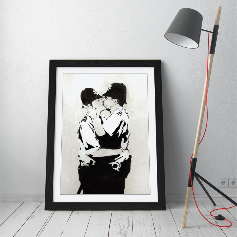 Banksy Kissing Coppers - Single Picture Frame Painting on Canvas