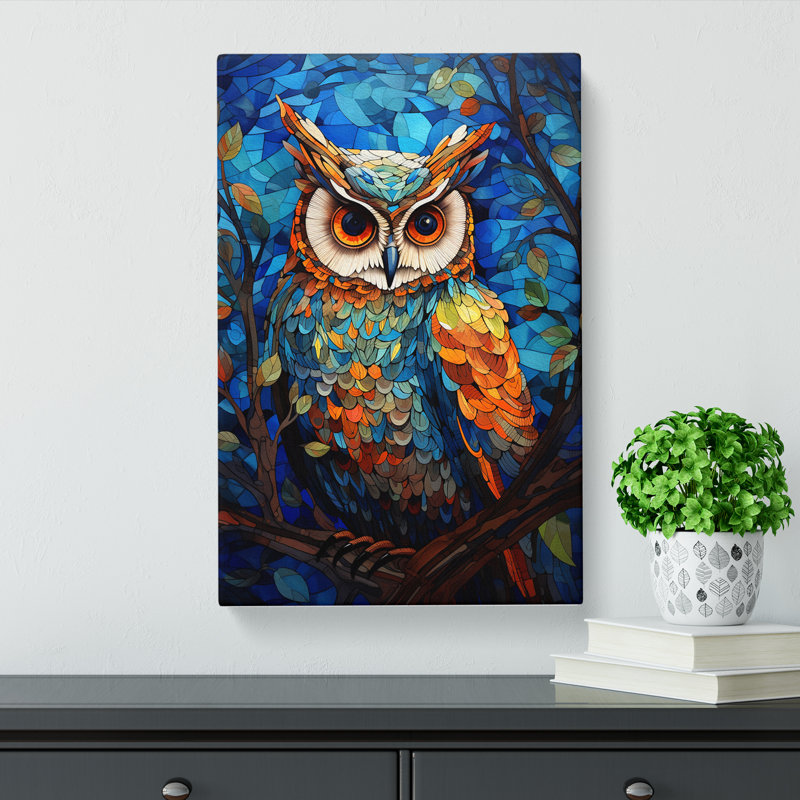 Owl Orphism - Wrapped Canvas, 60cm H x 40cm W x 3cm D