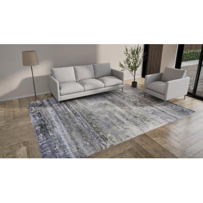 Gray Nu Vibrant Tibetan Silk Rug - 8'11" x 11'10"