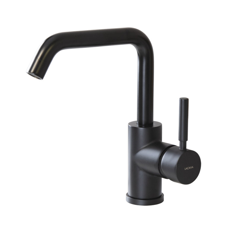 Cigno Single Hole Bathroom Faucet with Drain Assembly, Matte Black