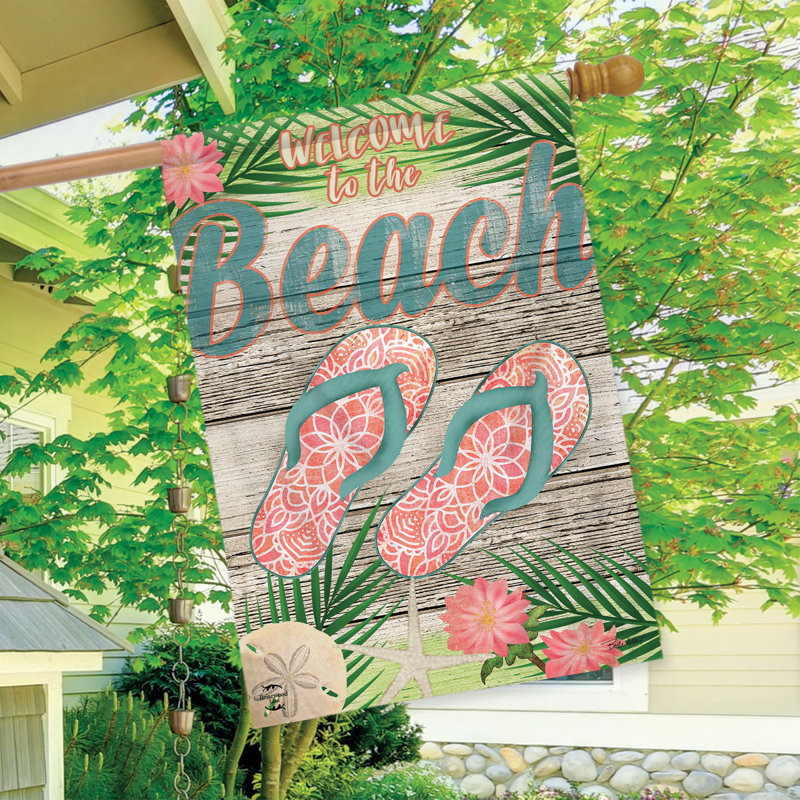 Welcome Beach Flip Flops House Flag