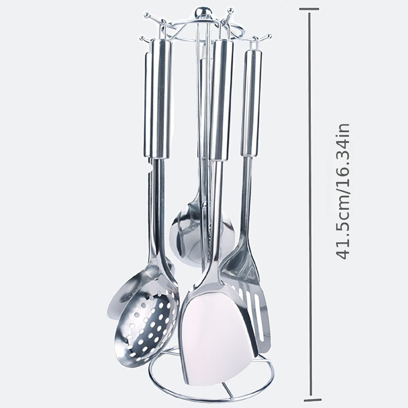 6 pièces Spatule en acier inoxydable, pelle à légumes frite, spatule de poêle suspendue, ustensile de cuisine