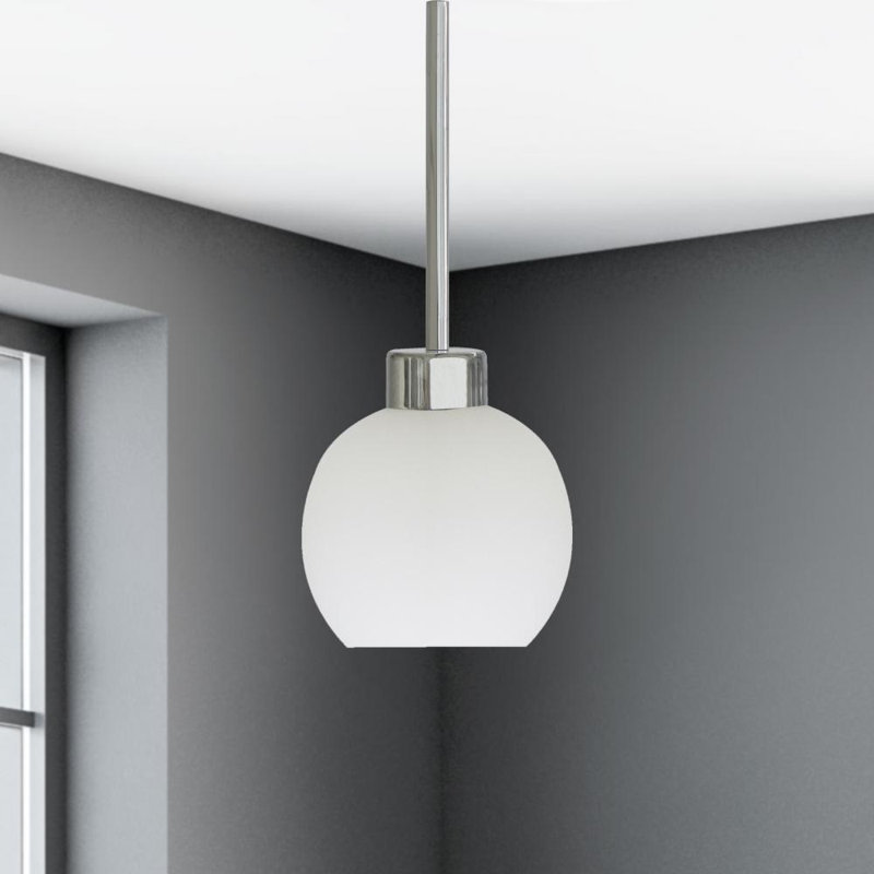 Luminaire suspendu simple 1 lumière Aimey-Louise, Givré, Chrome
