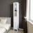 66.9" Slim White Tower — Reversible Door & Open Compartments for Your Any-Room Solution