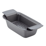Rachael Ray Bakeware Loaf / Meatloaf / Bread Pan with Removable Insert, 9 Inch x 5 Inch, Gray