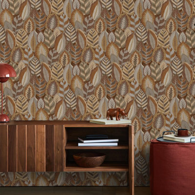Sublime Arty Leaves Floral Wallpaper