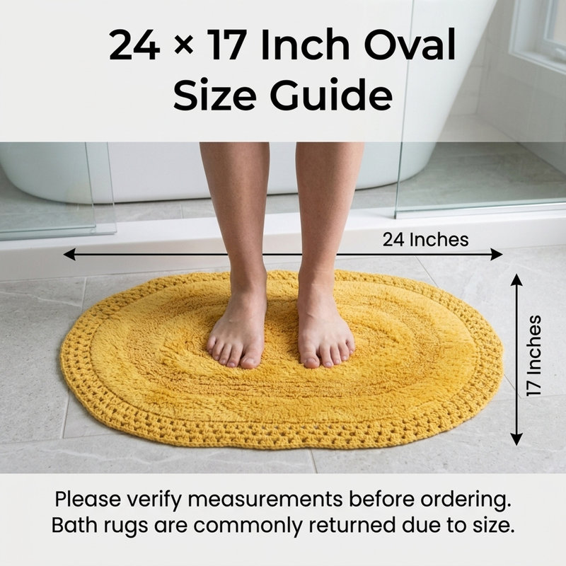 Adiraica 100% Cotton Bath Rug, Yellow
