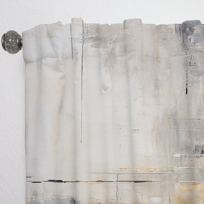 Abstract Beige Grey Road Collage - Modern Velvet Curtain - Room Darkening - 1 panel, 52" W x 84" L