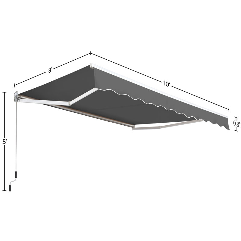 Yaheetech Fabric Beige Cover Retractable Patio Awning, 60" H x 120" W x 96" D, Dark Gray