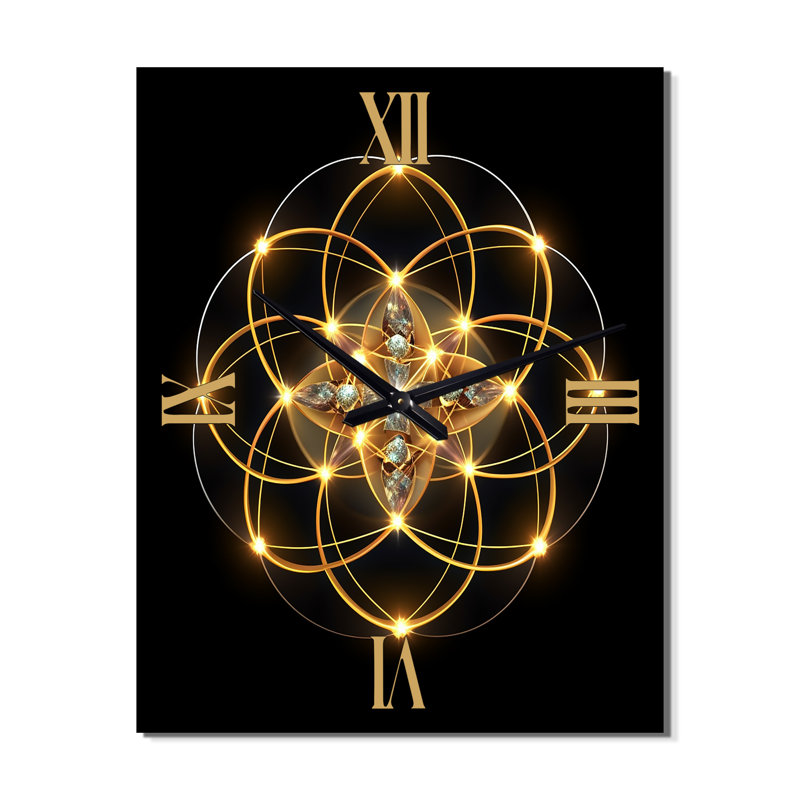 Horloge murale géométrique sacrée sur fond noir, H 28 po x l 12 po x P 1 po
