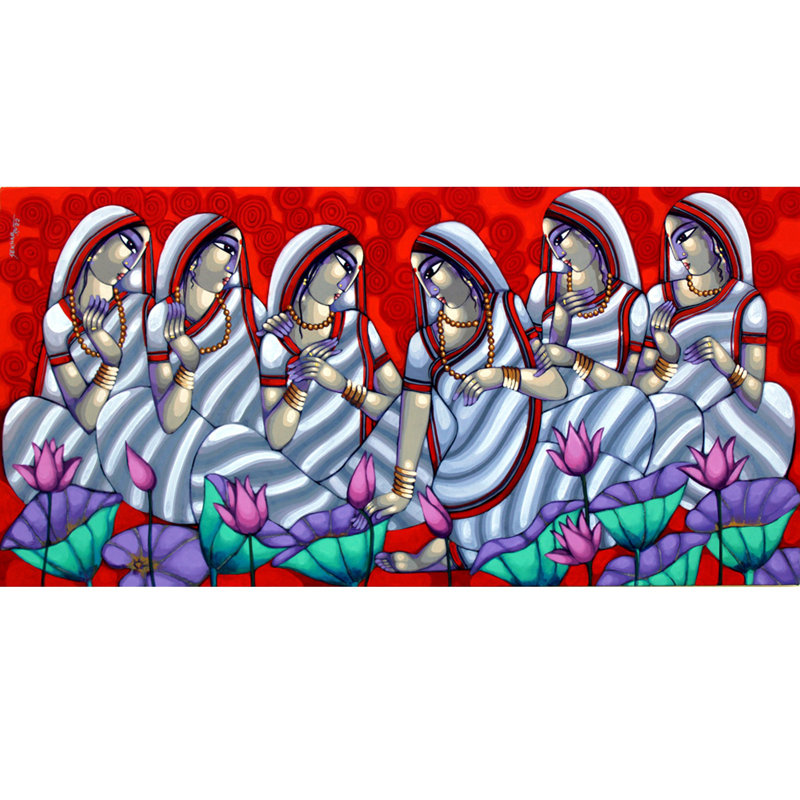 Cercle de mes amis | Acrylique sur toile | Sekhar Roy | Pour la décoration murale