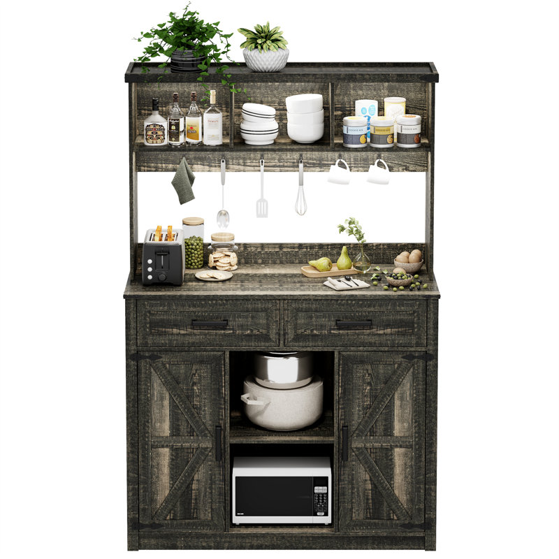 Buffet 39,37 po avec lumières DEL, Brun foncé rustique