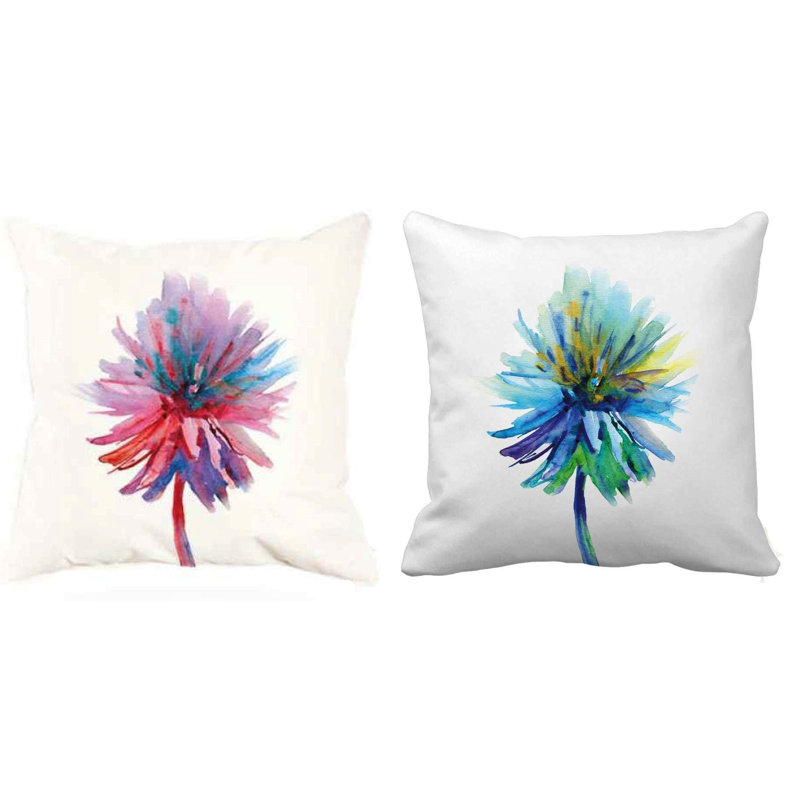 Flower Square Pillow Cover, Pink/Purple/Blue