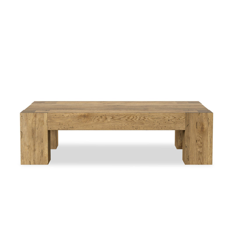 Table basse Hudson, Bois de chêne patiné rustique, H 15 po x l 55 po x P 35 po