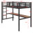 Metal Loft Bed With Power Outlet And LED Lighted, Space-Saving