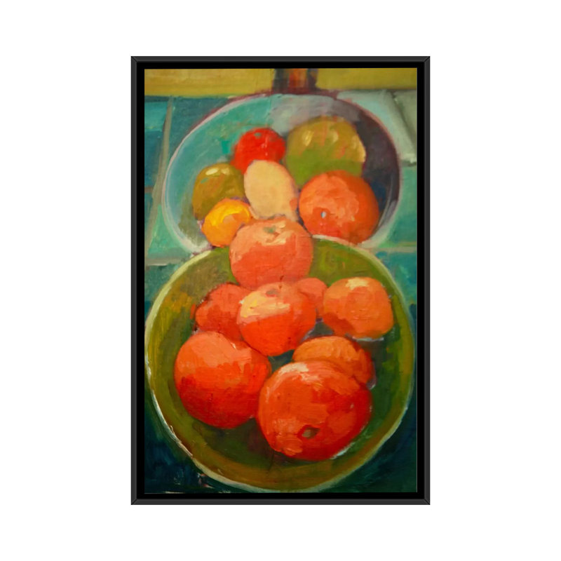 «Fruit Bowls», reproduction d'art sur toile, H 26 po x l 18 po x P 1,5 po, Toile avec cadre noir, Pas de tapis