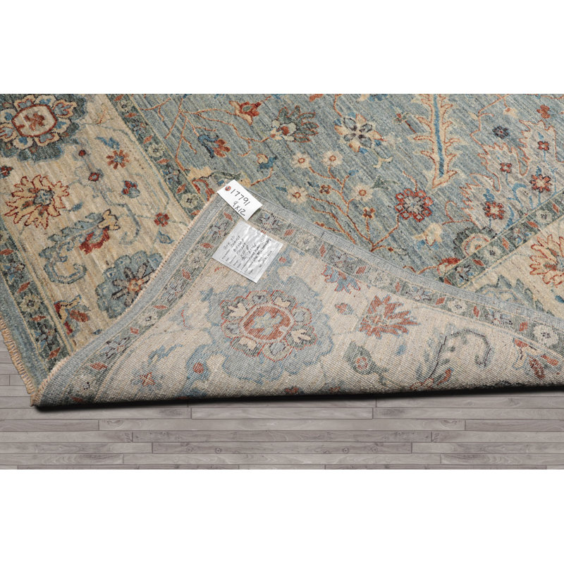 Tapis oriental traditionnel en laine noué à la main 9 x 12 po Khyber
