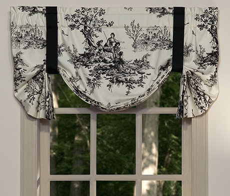 Bouvier Black Traditional Cotton Toile Tie Up Valance