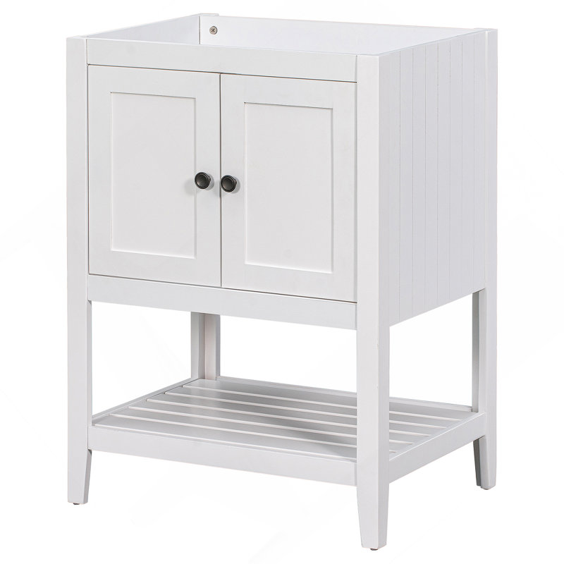 Base de meuble-lavabo, armoire de rangement avec portes et tablette ouverte