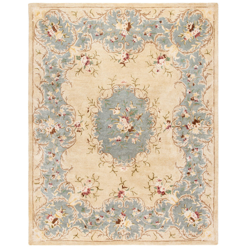 Molter Hand Tufted Wool Floral Rug, Rectangle 8' x 10'