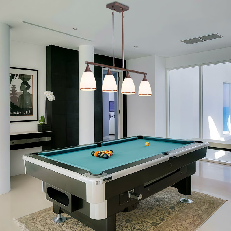 Island Lights for Kitchen 4-Light Matte Metal Chandeliers for Dining Room,39.3" Linear Modern Pendant Light Fixtures, Billiard Table Lights Hanging Over for Billiards Pool Room, Snooker Table (Brown)