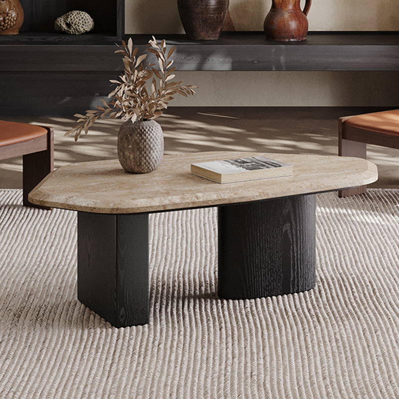 Table basse Wabi-sabi, H 13,77 po x L 47,24 po x l 29,52 po, Noir, noir, noir, noir