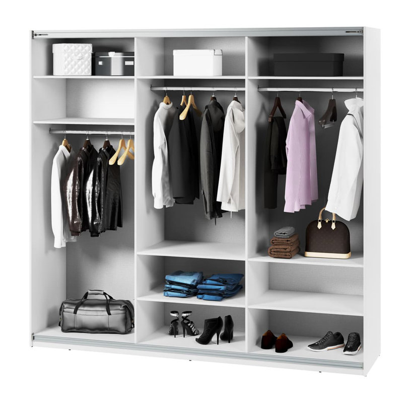 Nely Manufactured Wood Wardrobe, 235cm H x 250 cm W x 71cm D