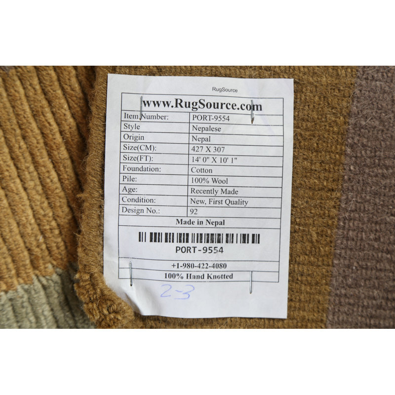 Tapis népalais à teinture végétale noué à la main 10 x 14