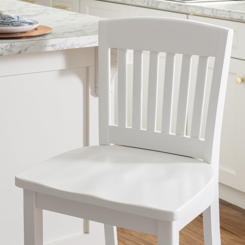 Ainoha Solid Wood Counter Stool, Counter Stool (24” Seat Height), White