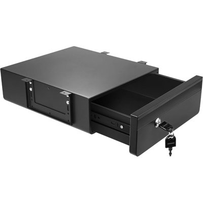 14 Inch Deep Lockable Pull Out Under Desk Storage Drawer with Height Adjustable Bracket