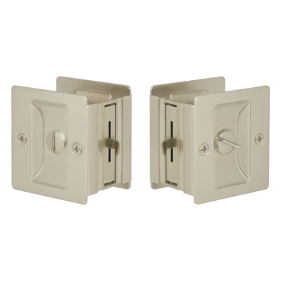Expressions by Emtek Square Privacy Standard Pocket Door Lock, Satin Nickel