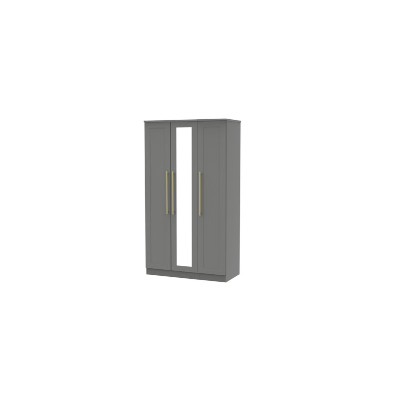Fully Assembled 3 Door Wardrobe, Grey Matt Veneer