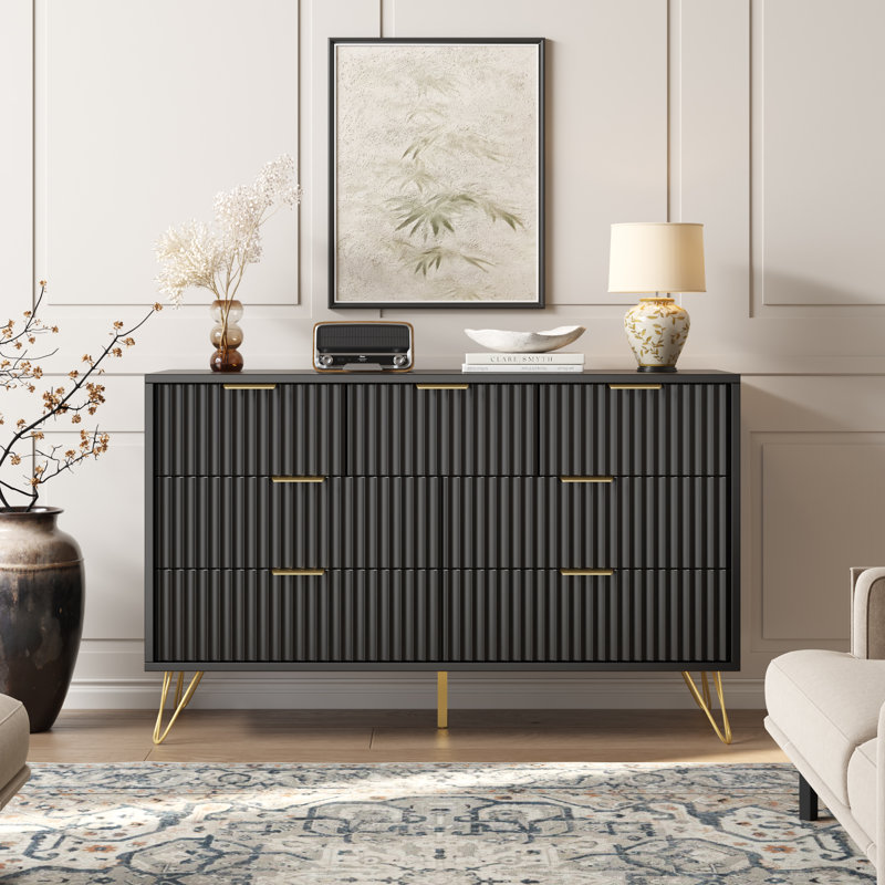Commode 7 tiroirs Mordern, Noir
