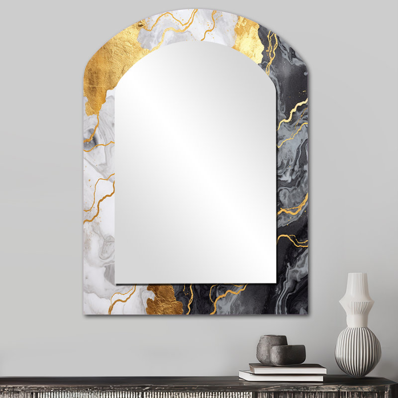 Miroir mural doré et gris, 34 po x 25 po