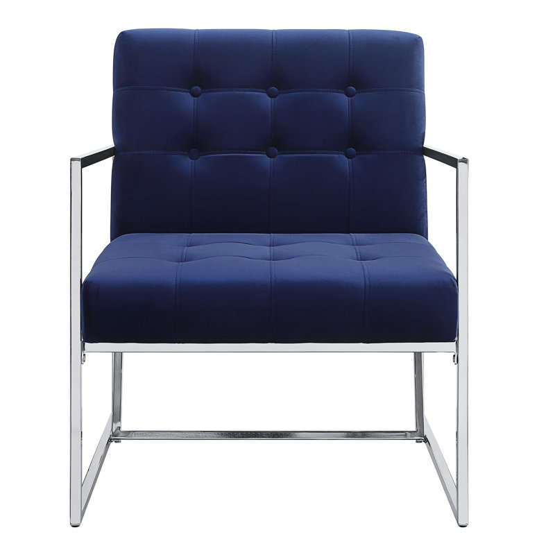 Fauteuil en velours capitonné Alinea, Velours bleu marine