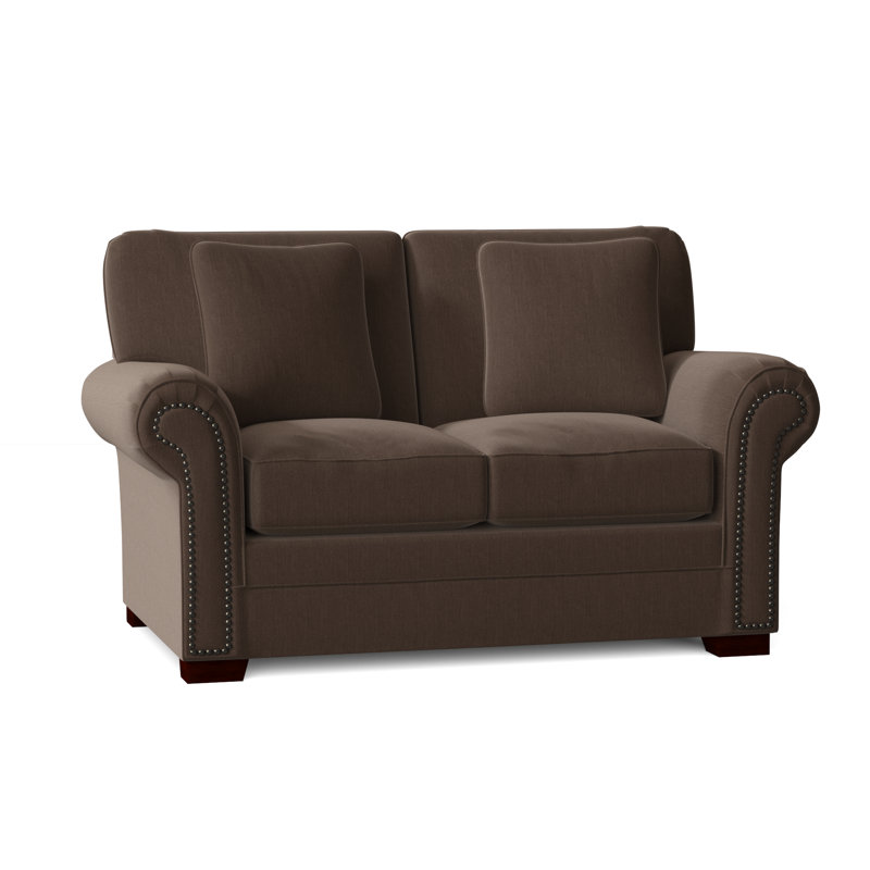 Adrena Loveseat, Craftwood 41 Light Gray Performance Chenille, Dark Brass, No