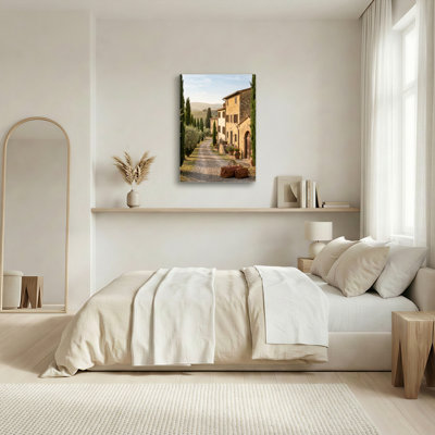 «Gallery Wrap», art mural sur toile pour le salon, la chambre à coucher, le bureau ou le vestibule - décoration murale décorative avec village toscan
