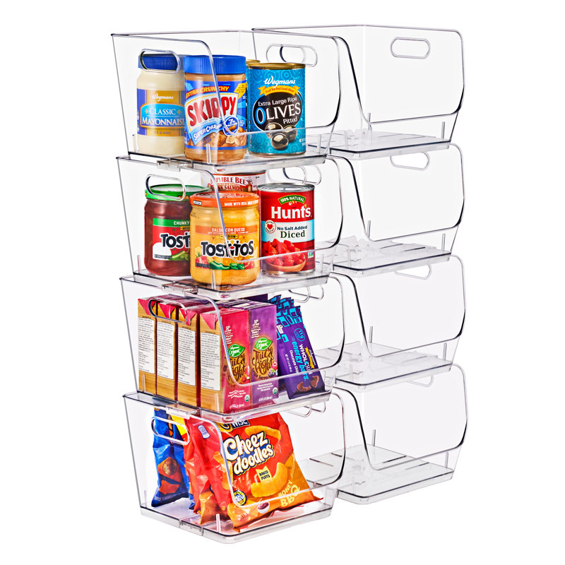Sorbus Stackable Storage Bins Open Front, Clear Stackable Storage Bins, Pantry Bins for Storage and Organization, Acrylic Stackable Bins for Kitchen, Clear Pantry Organizer Bins (Medium Square), 8 Pack